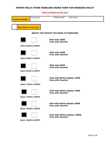 SPRINT RELAY STORE WIRELESS ORDER FORM FOR ...