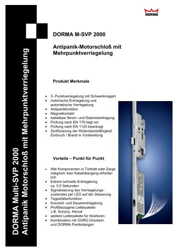 DORMA M-SVP 2000 - Antipanik Motorschloss