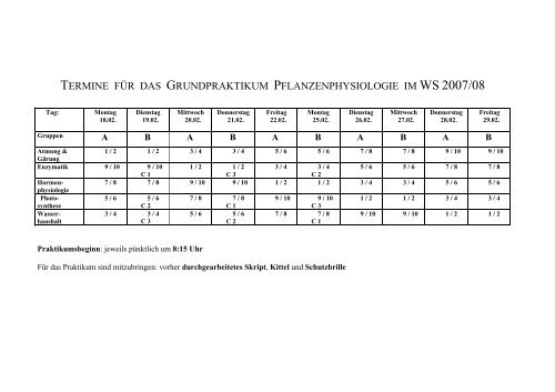 grundpraktikum pflanzenphysiologie - Fachschaft Biologie an der ...