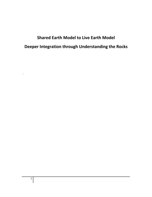 Shared Earth Model to Live Earth Model Deeper ... - Net Brains