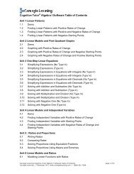 Cognitive Tutor® Algebra I Software Table of Contents - Carnegie ...