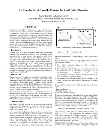 An Extended Set of Haar-like Features for Rapid ... - Rainer Lienhart