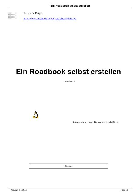 Ein Roadbook selbst erstellen - Ratpak
