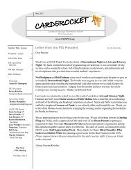 Letter from the PTA President - Carderock Springs PTA