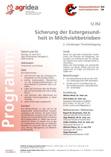 Sicherung der Eutergesund - RGD Rindergesundheitsdienst