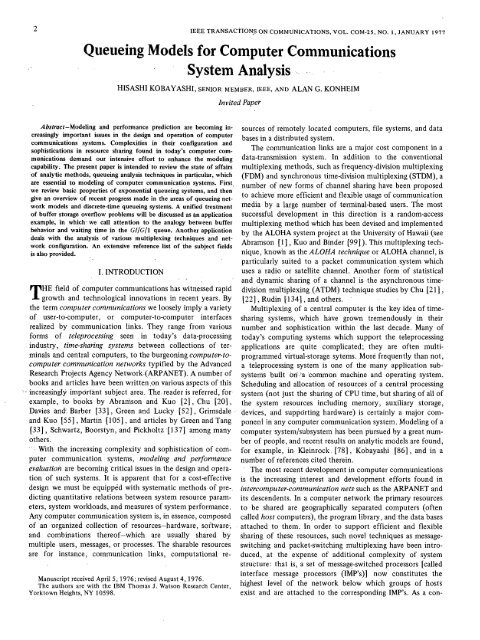 Queueing Models for Computer Communications System Analysis