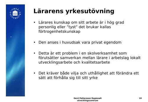 RUC-presentation, Gerd Pettersson - Umeå universitet