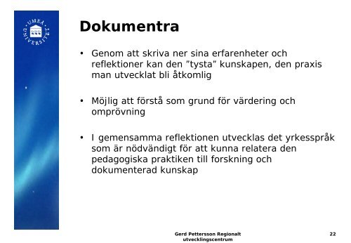 RUC-presentation, Gerd Pettersson - Umeå universitet
