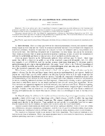 a catalog of algorithms for approximation - Netlib - Bell Labs