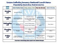 Union Catholic January Featured Lunch Menu Presented by Navin ...