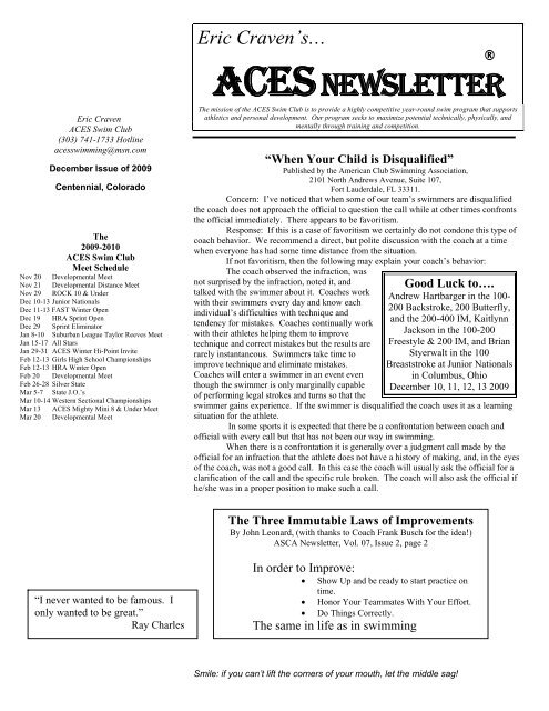 ACESNEWSLETTER - Aces Swim Club