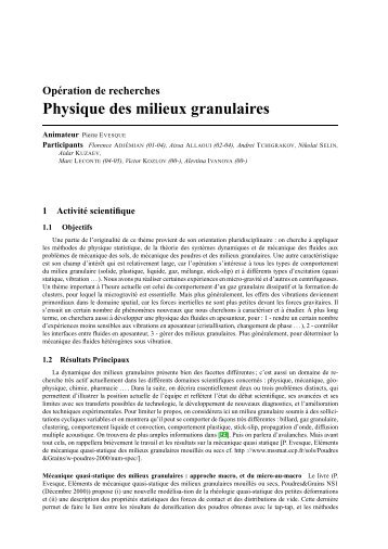Physique des milieux granulaires - Laboratoire MSSMAT - Ecole ...