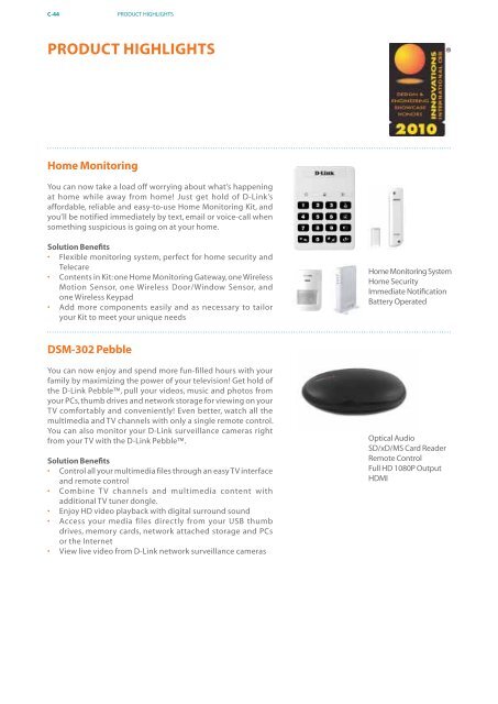PRODUCT / SOLUTION 2010 - D-Link