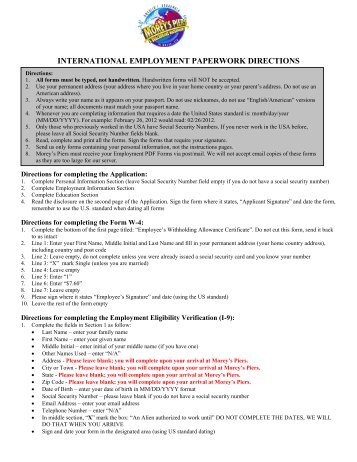 Directions for W-4 - Morey's Piers