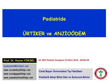 Pediatride ÃRTÄ°KER ve ANJÄ°OÃDEM