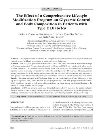 The Effect of a Comprehensive Lifestyle Modification Program on ...