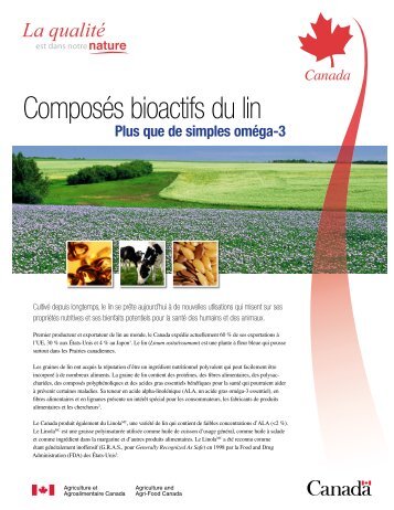 ComposÃ©s bioactifs du lin - Agriculture et Agroalimentaire Canada