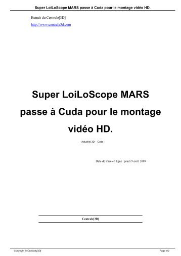 Super LoiLoScope MARS passe Ã  Cuda pour le ... - Centrale[3D]