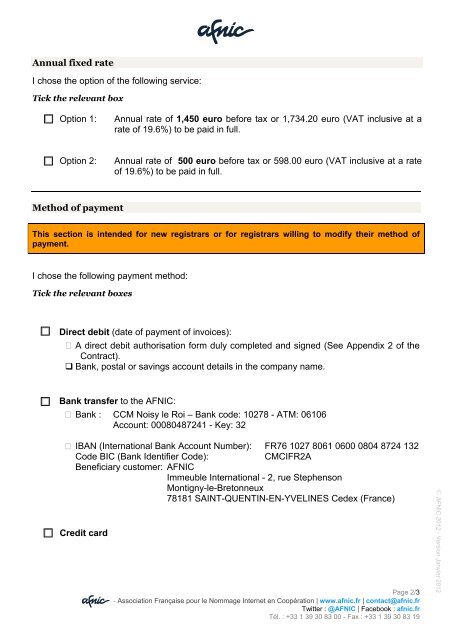 Identification form - Afnic