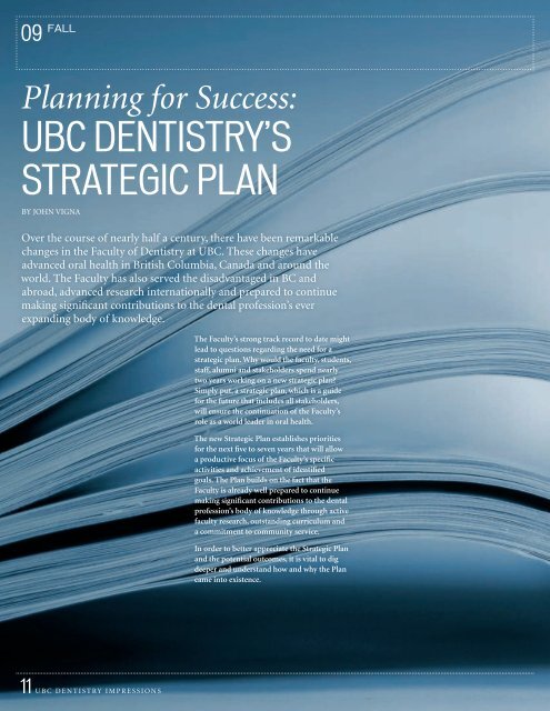UBC DENTISTRY'S STRATEGIC PLAN