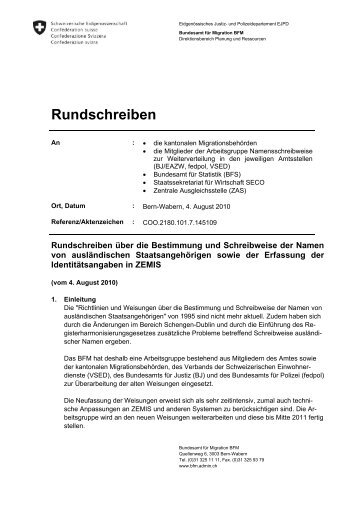 Rundschreiben - Verband Schweizerischer Einwohnerdienste