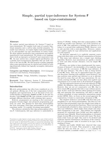 Simple, partial type-inference for System F based on type-containment