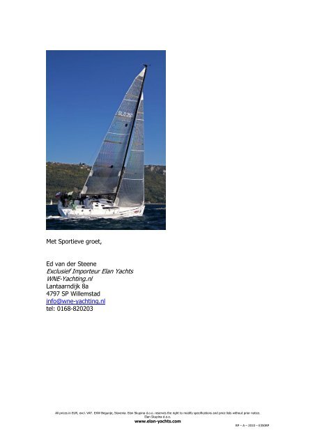 ELAN 350RP - WNE Yachting