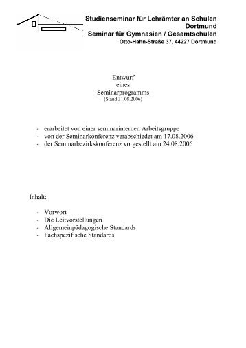 Studienseminar fÃƒÂ¼r LehrÃƒÂ¤mter an Schulen Dortmund Seminar fÃƒÂ¼r ...