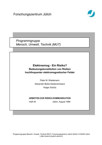 Elektrosmog - Ein Risiko?  - Programmgruppe Mensch  Umwelt Technik