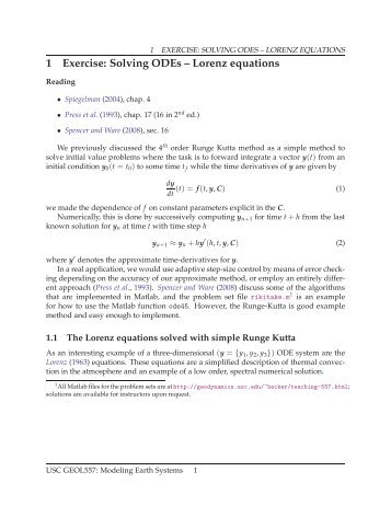 1 Exercise: Solving ODEs â Lorenz equations - USC Geodynamics