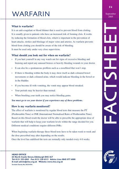 fact sheet-warfarin - Chest Heart & Stroke Scotland