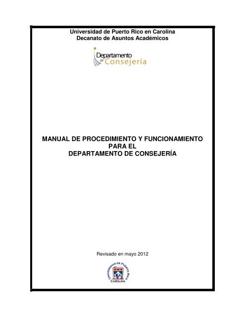 manual de procedimiento y funcionamiento para el departamento ...