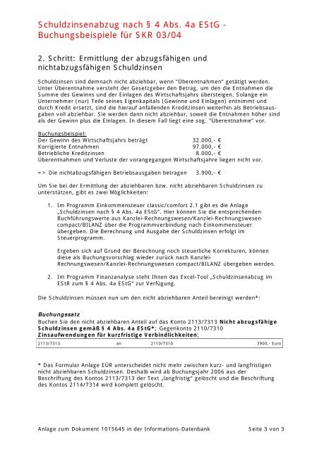 Ermittlung Der Nicht Abziehbaren Schuldzinsen ermittlung der nicht abziehbaren schuldzinsen