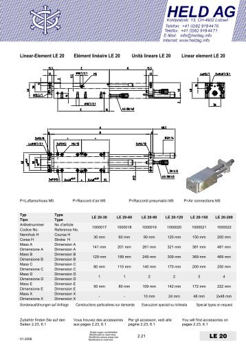 Linear-Element LE 20 Elément linéaire LE 20 Unità ... - Held AG