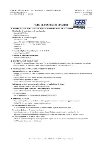 fiche de securite - Geb