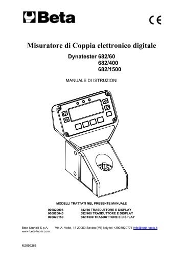 Misuratore di Coppia elettronico digitale Dynatester 682/60 ... - Beta