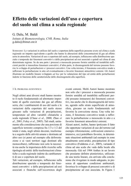 Effetto delle variazioni dell'uso e copertura del suolo sul clima ... - CNR