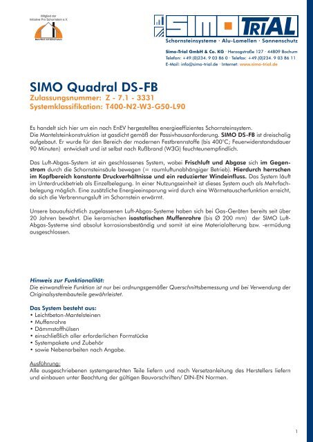Leistungsverzeichnis SIMO DS-FB - SIMO TriAL