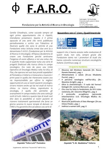 News letter della Fondazione per le Attività di Ricerca in Oncologia