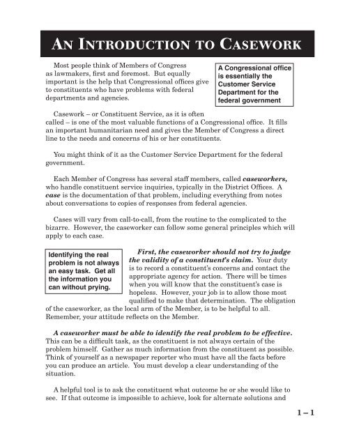 Sample Constituent Services Manual - Congressional Management ...