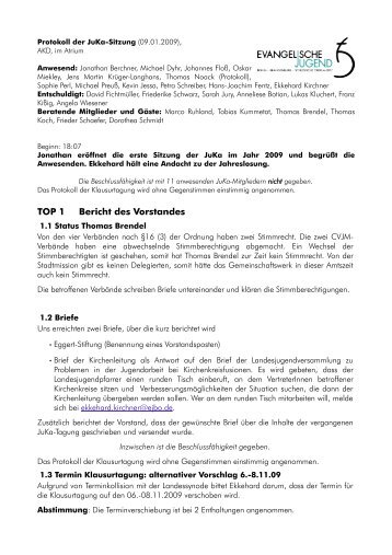Protokoll Jugendkammer 9.1.09 - EJBO