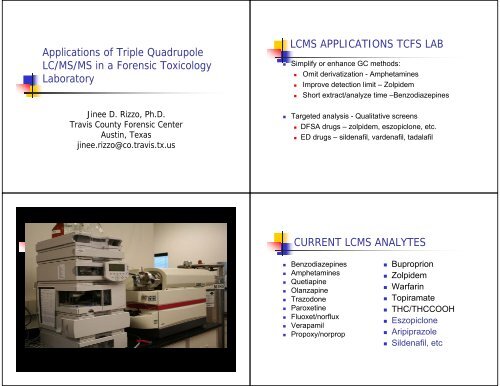 Applications of Triple Quadrupole LC/MS/MS in a Forensic ...