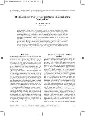 The roasting of PGM-ore concentrates in a circulating fluidized bed