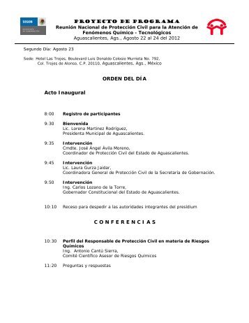 ORDEN DEL DÃA Acto Inaugural CONFERENCIAS - Gobierno de ...