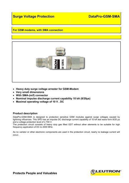 Surge Voltage Protection DataPro-GSM-SMA - Leutron GmbH