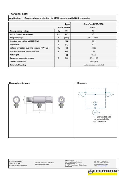 Surge Voltage Protection DataPro-GSM-SMA - Leutron GmbH