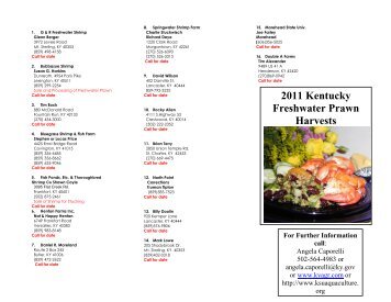 2011 Kentucky Freshwater Prawn Harvests - Aquaculture at ...