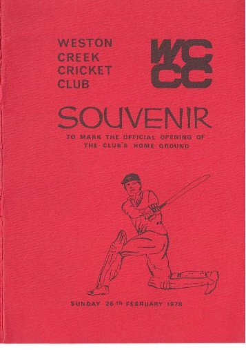 SOUVENIR - Weston Creek Cricket Club