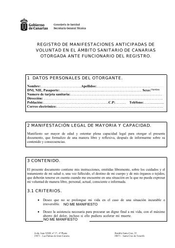 Modelo de MAV ante funcionario - Gobierno de Canarias