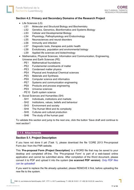 CORE 2013 Application Guidelines - FNR